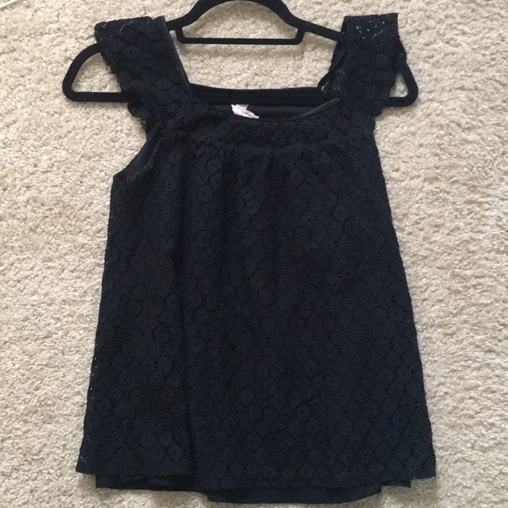Black floral lace blouse